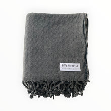Load image into Gallery viewer, Missis Stonewashed Turkish Towel Black Silk Dervish Turkish Cotton Towels