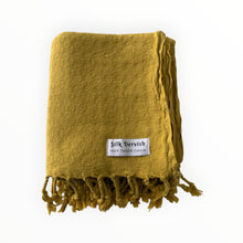 Load image into Gallery viewer, Missis Stonewashed Turkish Towel Mustard Silk Dervish Turkish Cotton Towels