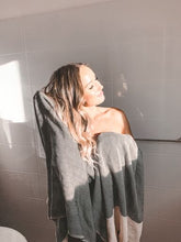 Load image into Gallery viewer, Chevron Herringbone Black Turkish Towel - Silk Dervish Turkish Towels Gold Coast Australia