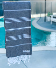 Load image into Gallery viewer, Classic Sultan Navy Turkish Towel - Silk Dervish, Turkish Cotton Towel