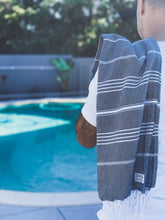 Load image into Gallery viewer, Classic Sultan Navy Turkish Towel - Silk Dervish, Turkish Cotton Towel