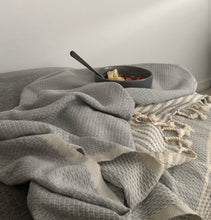 Load image into Gallery viewer, Stripy Light Grey Turkish Towel - Silk Dervish, Turkish Cotton Towel
