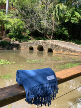 Load image into Gallery viewer, Stonewash Stripe Blue Turkish Towel Silk Dervish Turkish Cotton Towels