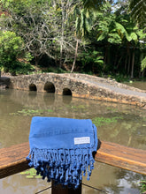 Load image into Gallery viewer, Stonewash Stripe Blue Turkish Towel Silk Dervish Turkish Cotton Towels