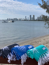 Load image into Gallery viewer, Pineapple Blue Turkish Towel Silk Dervish Turkish Cotton Towels