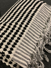 Load image into Gallery viewer, Pompom Turkish Bath Terry Towel Black Silk Dervish Turkish Cotton Towels