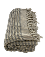 Load image into Gallery viewer, Pompom Turkish Bath Terry Towel Light Grey Silk Dervish Turkish Cotton Towels