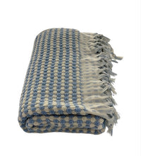 Load image into Gallery viewer, Pompom Turkish Bath Terry Towel Blue Silk Dervish Turkish Cotton Towels