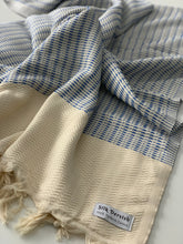 Load image into Gallery viewer, Lutti Turkish Bath Towel Blue Silk Dervish Turkish Cotton Towels