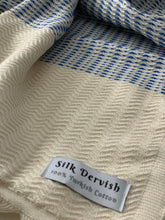 Load image into Gallery viewer, Lutti Turkish Bath Towel Blue Silk Dervish Turkish Cotton Towels
