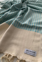Load image into Gallery viewer, Lutti Turkish Bath Towel Aqua Silk Dervish Turkish Cotton Towels