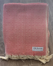 Load image into Gallery viewer, Diamond Full Pattern Blanket Red Silk Dervish Turkish Cotton Towels
