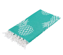 Load image into Gallery viewer, Pineapple Mint Turkish Towel - Silk Dervish, Turkish Cotton Towel