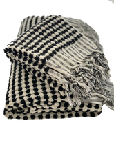 Load image into Gallery viewer, Pompom Turkish Bath Terry Towel Black Silk Dervish Turkish Cotton Towels
