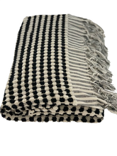 Load image into Gallery viewer, Pompom Turkish Bath Terry Towel Black Silk Dervish Turkish Cotton Towels
