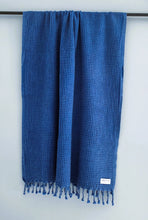 Load image into Gallery viewer, Waffle Turkish Towel Blue Silk Dervish Turkish Cotton Towels