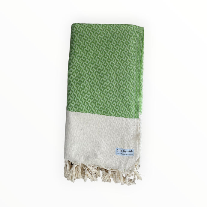 Chevron Diamond Green  Beach Bath Turkish Towel - Silk Dervish, Turkish Cotton Towel
