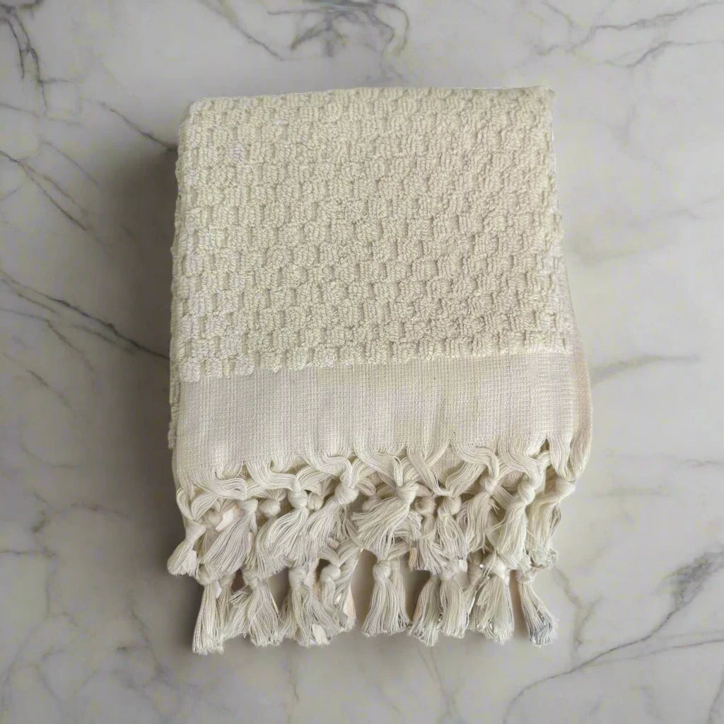Pompom Turkish Bath Terry Towel Beige Silk Dervish Turkish Cotton Towels