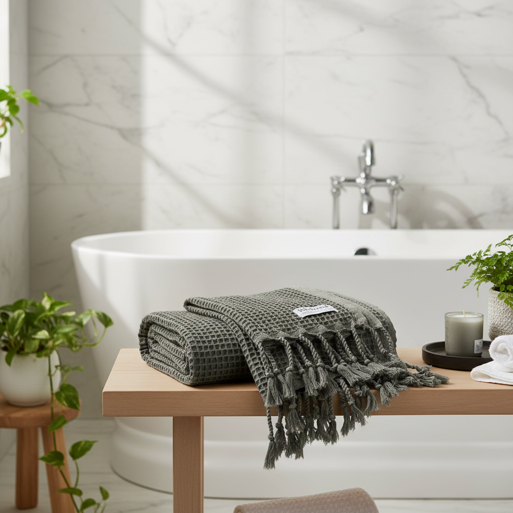 Waffle Turkish Towel Black Silk Dervish Turkish Cotton Towels