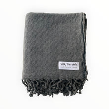 Load image into Gallery viewer, Missis Stonewashed Turkish Towel Black Silk Dervish Turkish Cotton Towels
