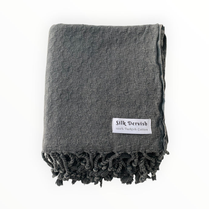 Missis Stonewashed Turkish Towel Black Silk Dervish Turkish Cotton Towels