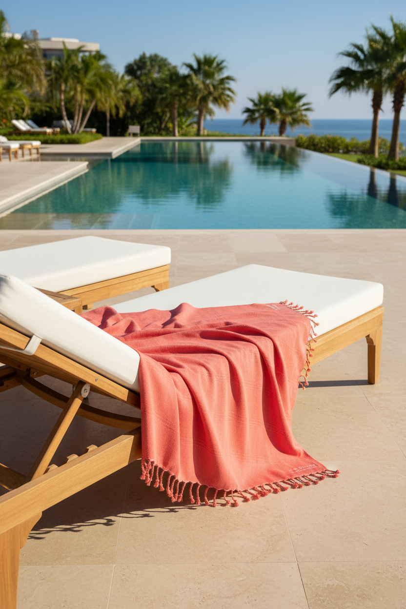 Stonewash Stripe Coral Turkish Towel Silk Dervish Turkish Cotton Towels