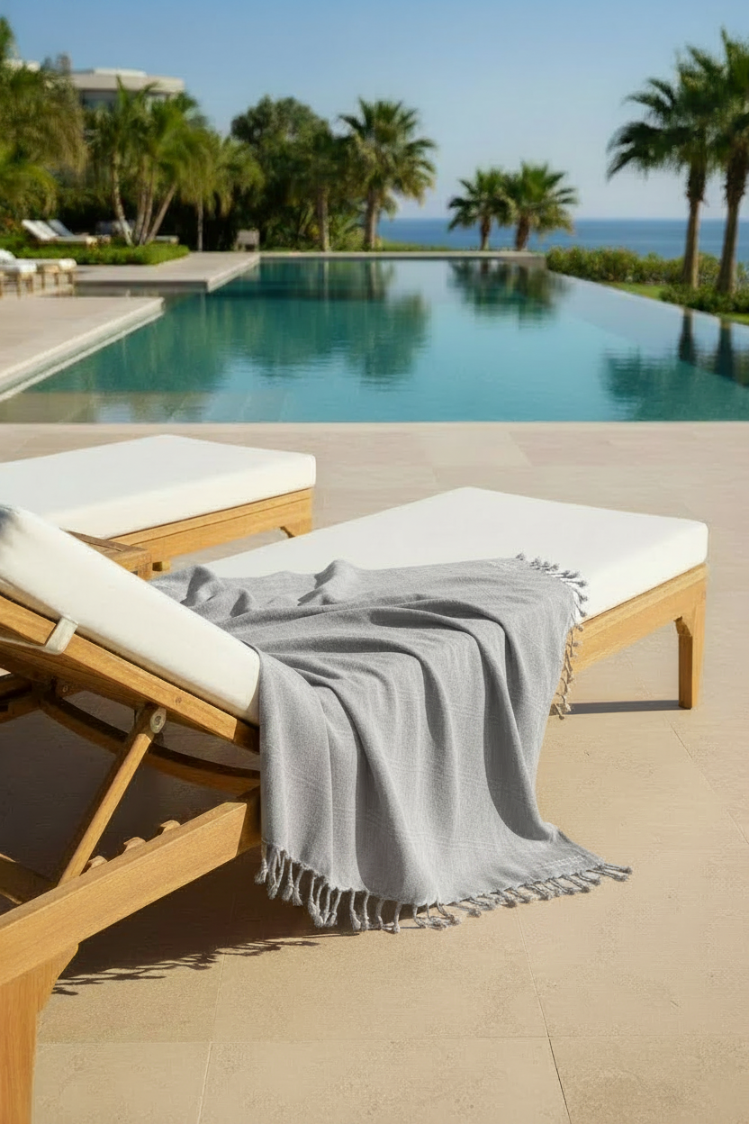 Stonewash Stripe Grey Beige Turkish Towel Silk Dervish Turkish Cotton Towels