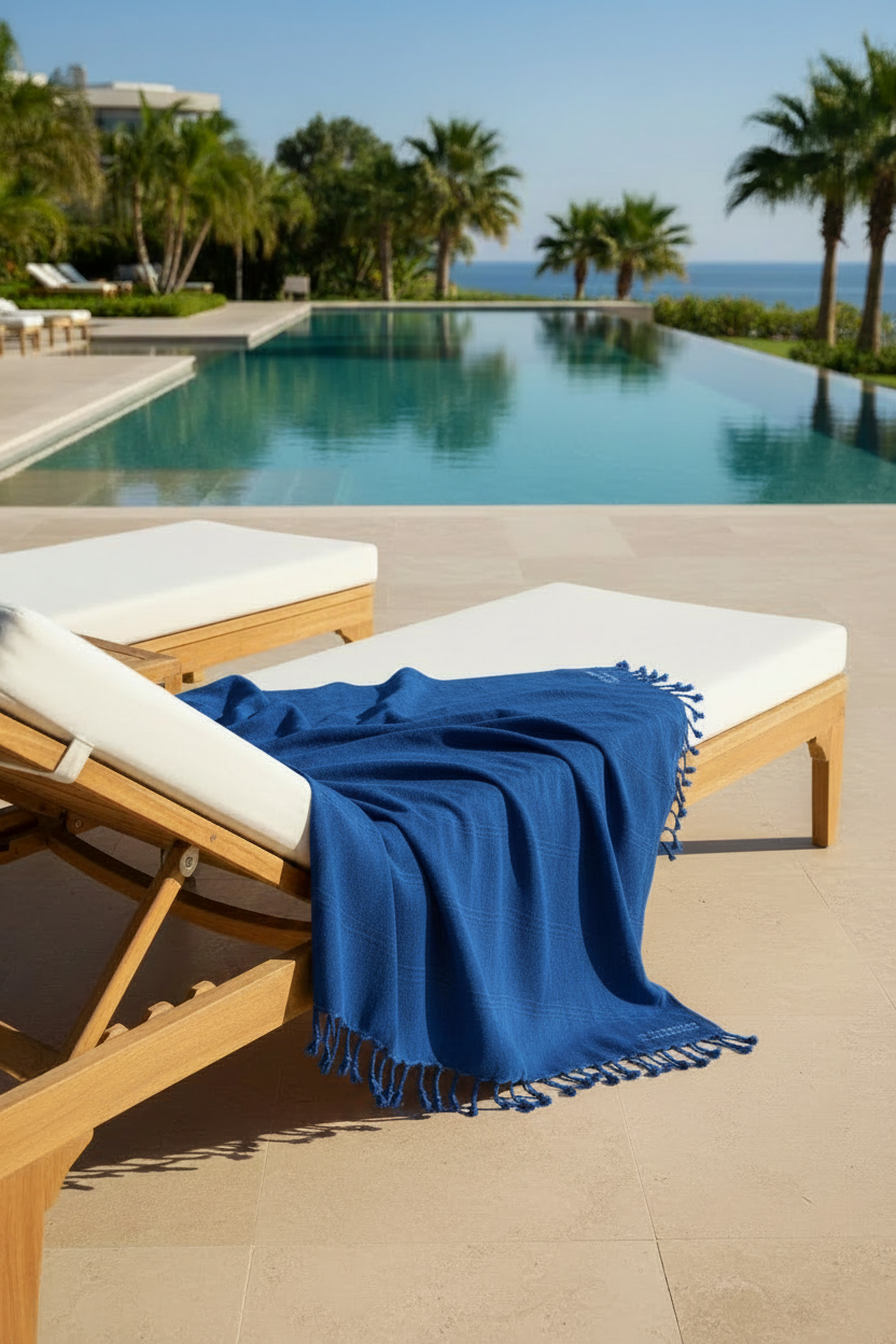 Stonewash Stripe Blue Turkish Towel Silk Dervish Turkish Cotton Towels