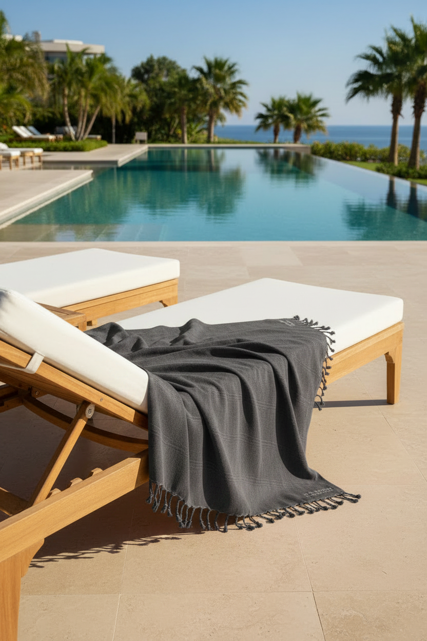 Stonewash Stripe Black Turkish Towel Silk Dervish Turkish Cotton Towels