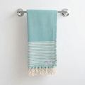Honeycomb Stripy Aqua Turkish Towel Throw Silk Dervish Turkish Cotton Towels
