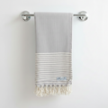 Honeycomb Stripy Light Grey Turkish Towel Throw Silk Dervish Turkish Cotton Towels