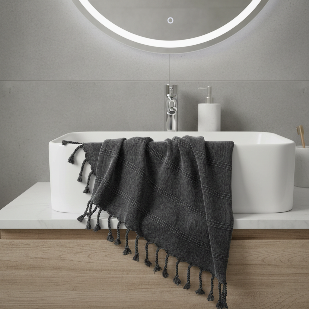 Hand Towel Stonewash Stripe Silk Dervish Turkish Cotton Towels