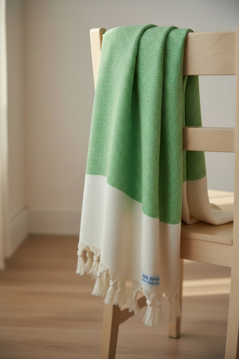 Chevron Diamond Green Turkish Towel Silk Dervish Turkish Cotton Towels