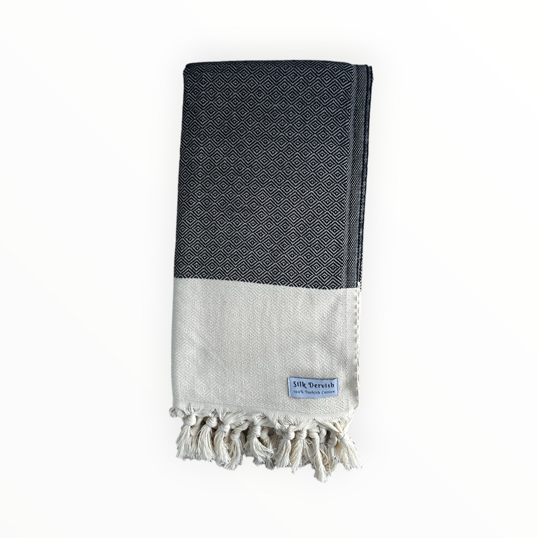 Chevron Diamond Black Turkish Towel - Silk Dervish Turkish Towels Gold Coast Australia