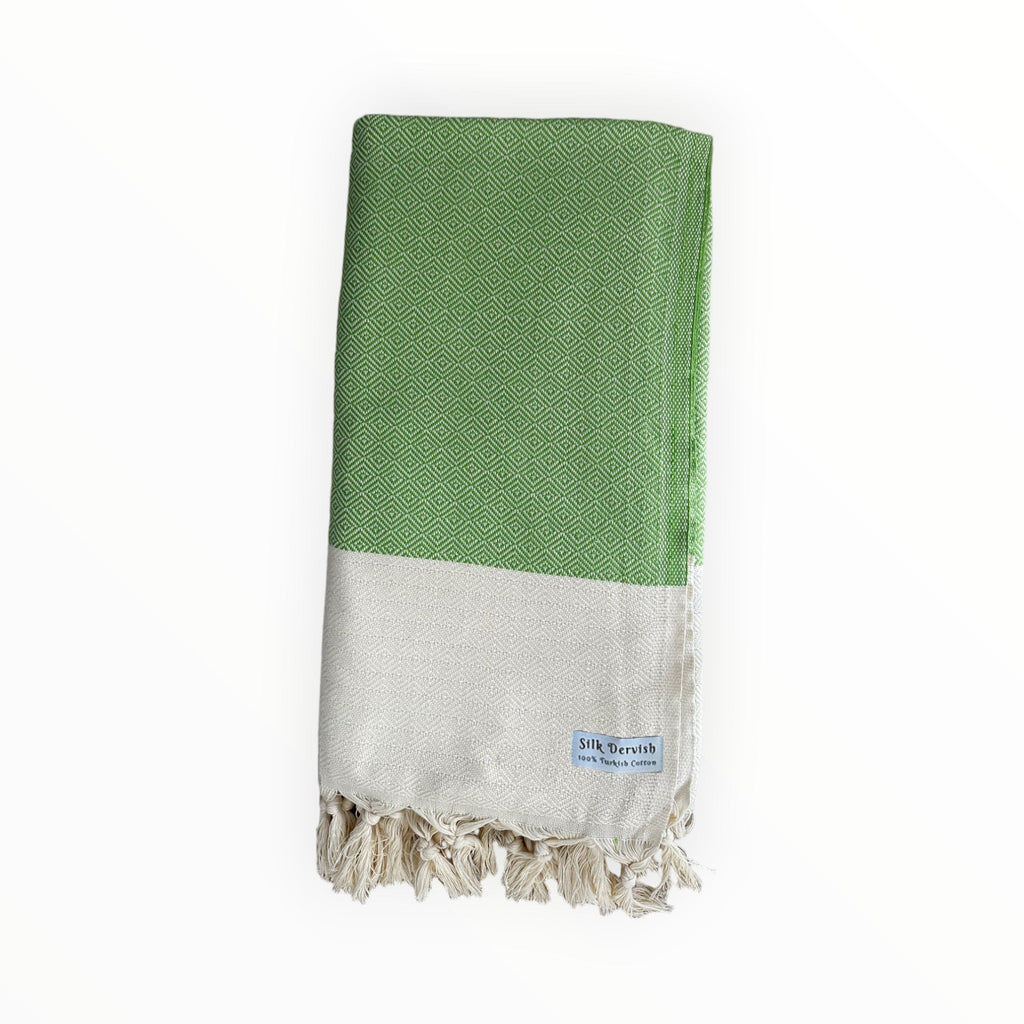 Chevron Diamond Green Turkish Towel - Silk Dervish Turkish Towels Gold Coast Australia