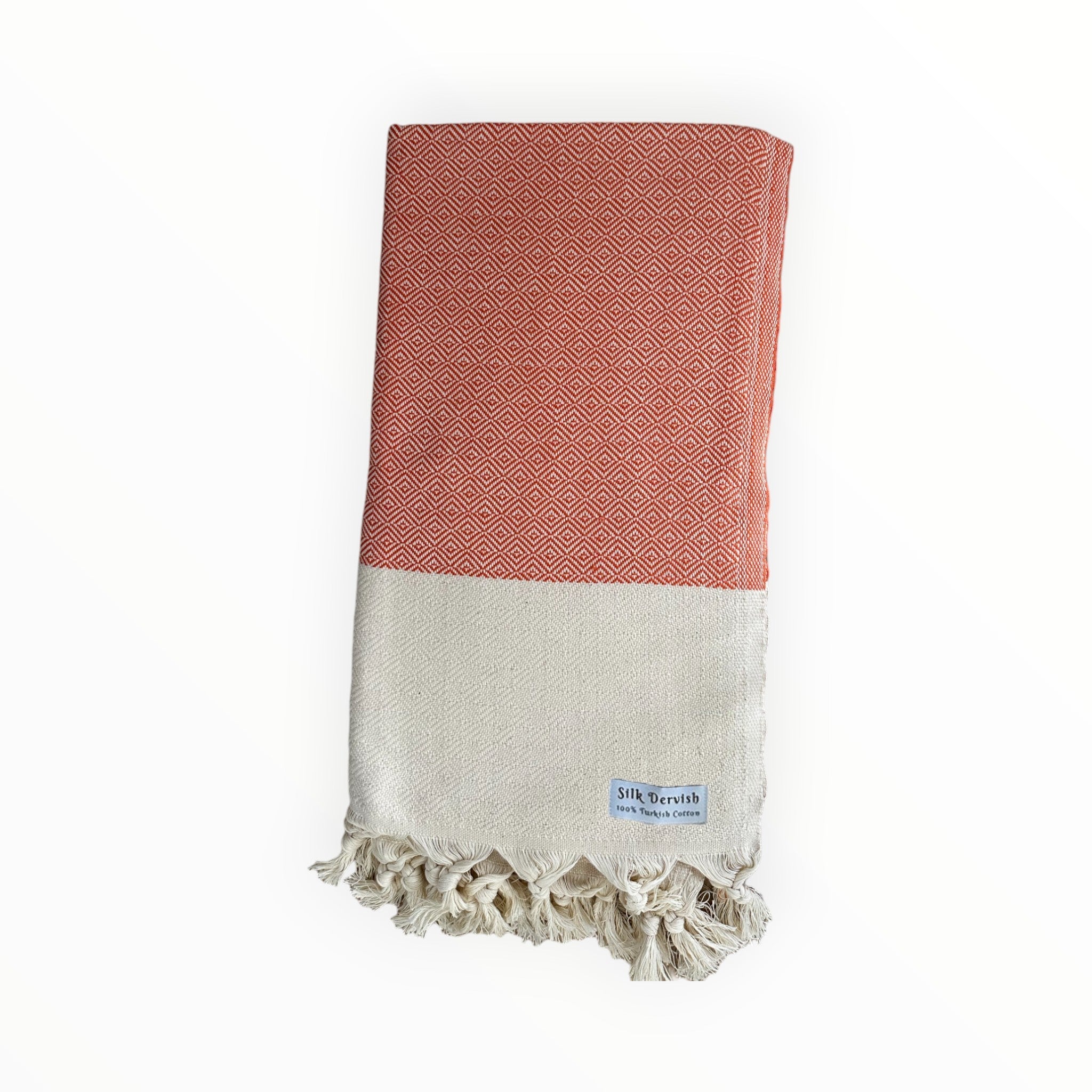 Chevron Diamond Orange Turkish Towel - Silk Dervish Turkish Towels Gold Coast Australia