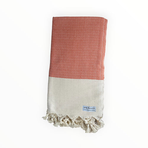 Chevron Diamond Orange Turkish Towel - Silk Dervish Turkish Towels Gold Coast Australia