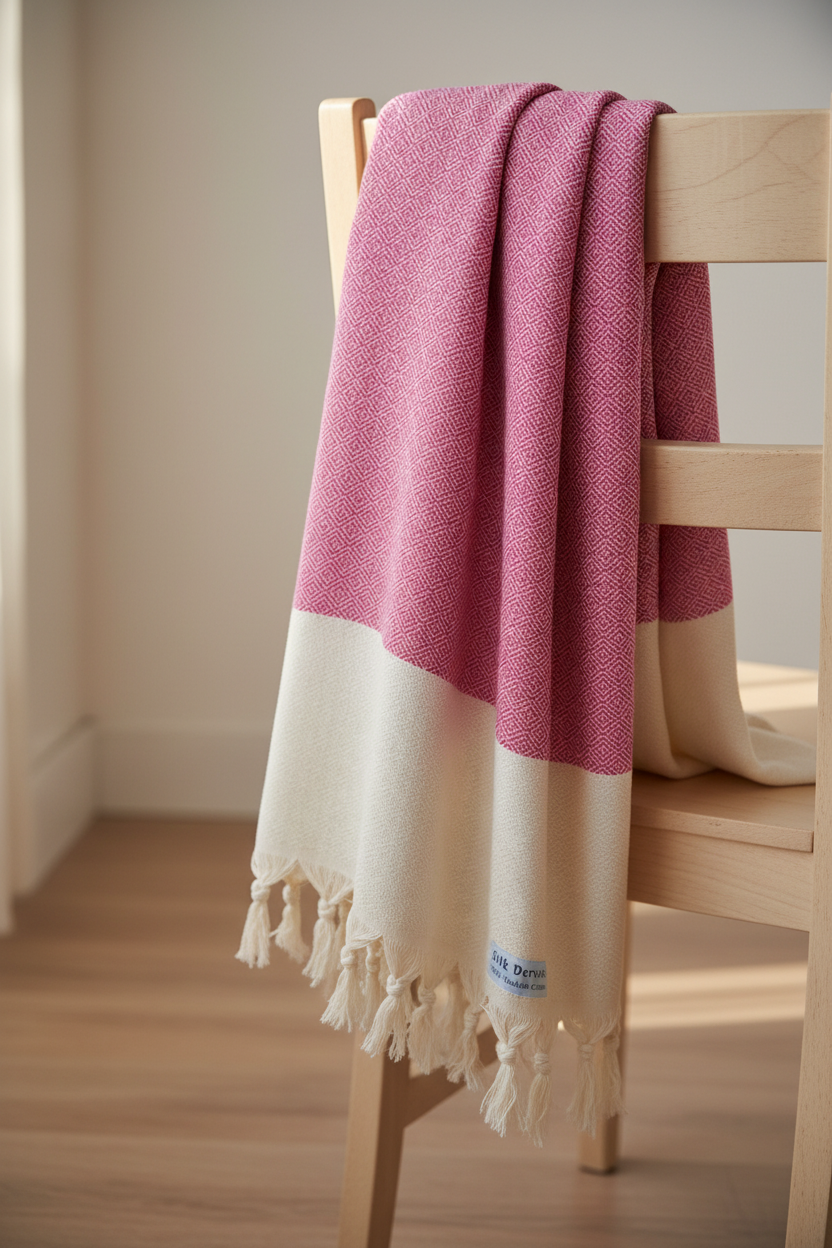 Chevron Diamond Pink Turkish Towel