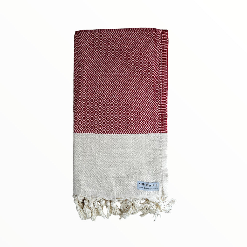 Chevron Diamond Red Turkish Towel - Silk Dervish Turkish Towels Gold Coast Australia