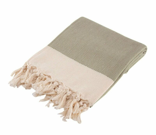 Chevron Herringbone Beige Turkish Towel - Silk Dervish Turkish Towels Gold Coast Australia