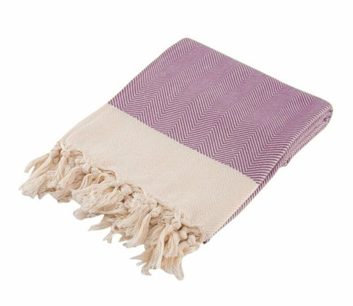 Chevron Herringbone Lilac Turkish Towel - Silk Dervish Turkish Towels Gold Coast Australia