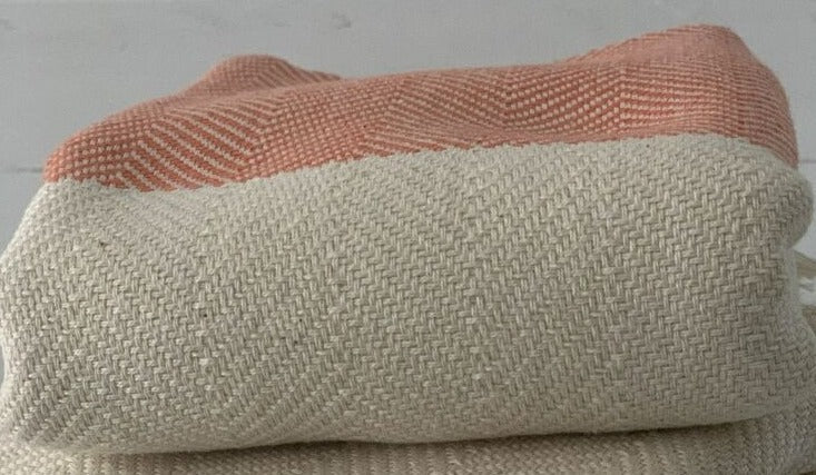 Chevron Herringbone Orange Turkish Towel - Silk Dervish Turkish Towels Gold Coast Australia
