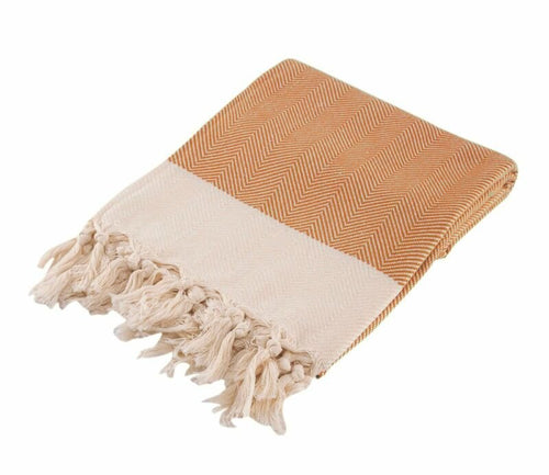 Chevron Herringbone Orange Turkish Towel - Silk Dervish Turkish Towels Gold Coast Australia