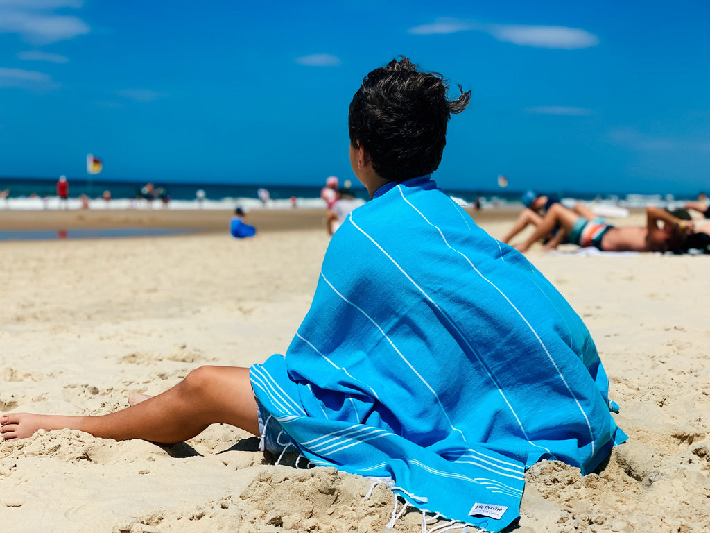 Classic Sultan Aqua Turkish Towel - Silk Dervish Turkish Towels Gold Coast Australia