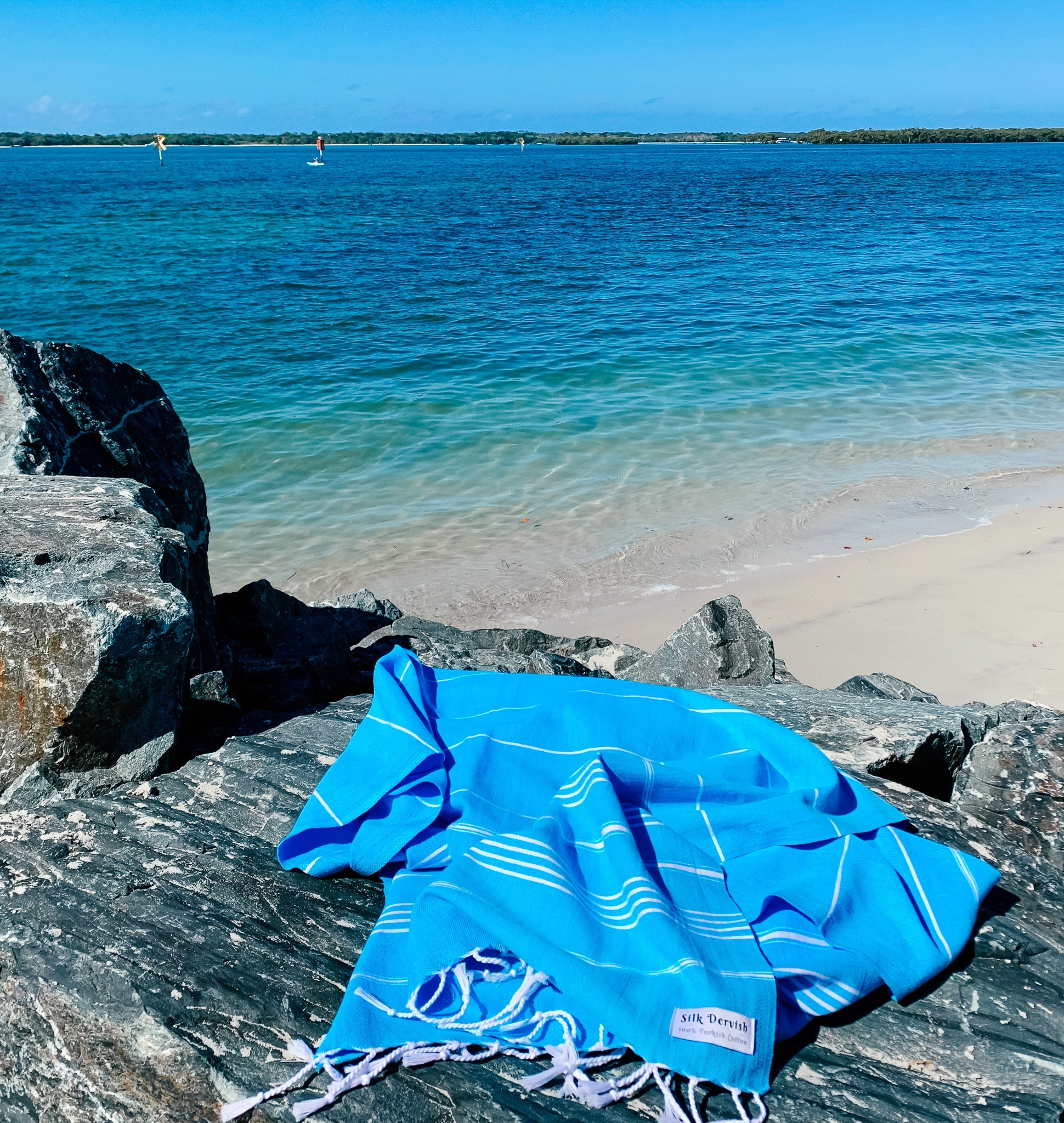 Classic Sultan Aqua Turkish Towel - Silk Dervish Turkish Towels Gold Coast Australia