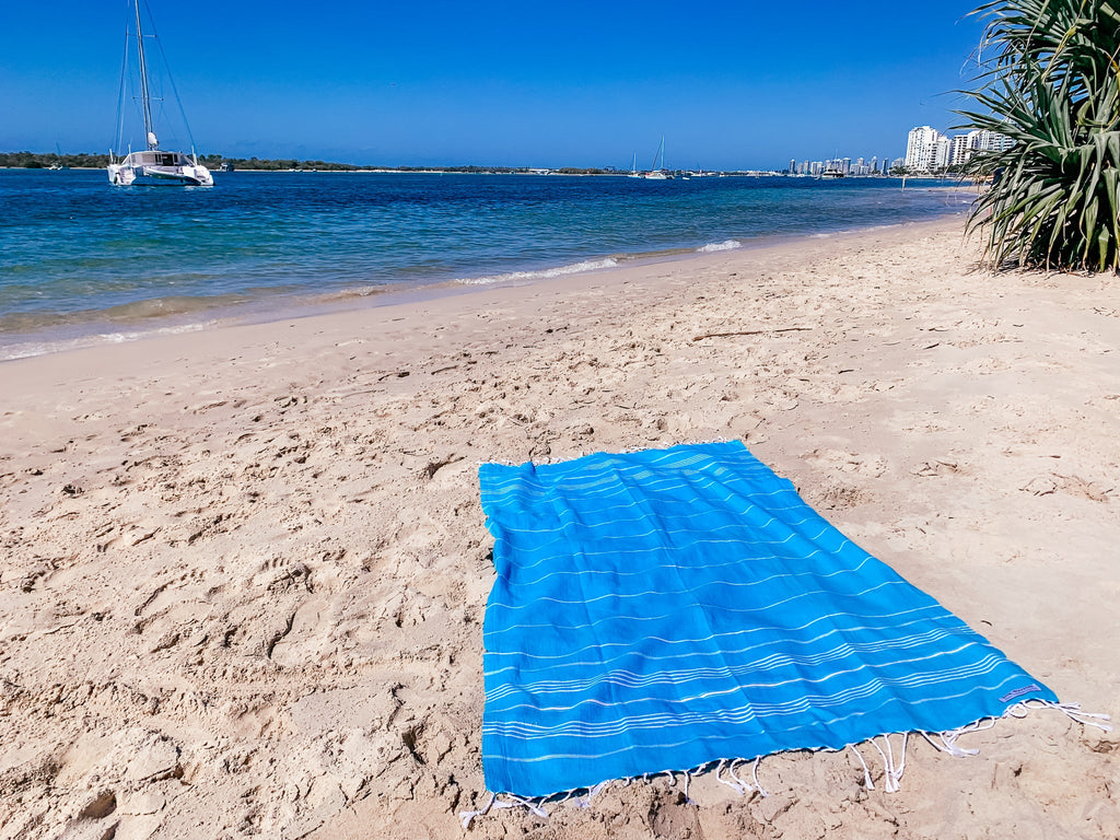 Classic Sultan Aqua Turkish Towel - Silk Dervish Turkish Towels Gold Coast Australia