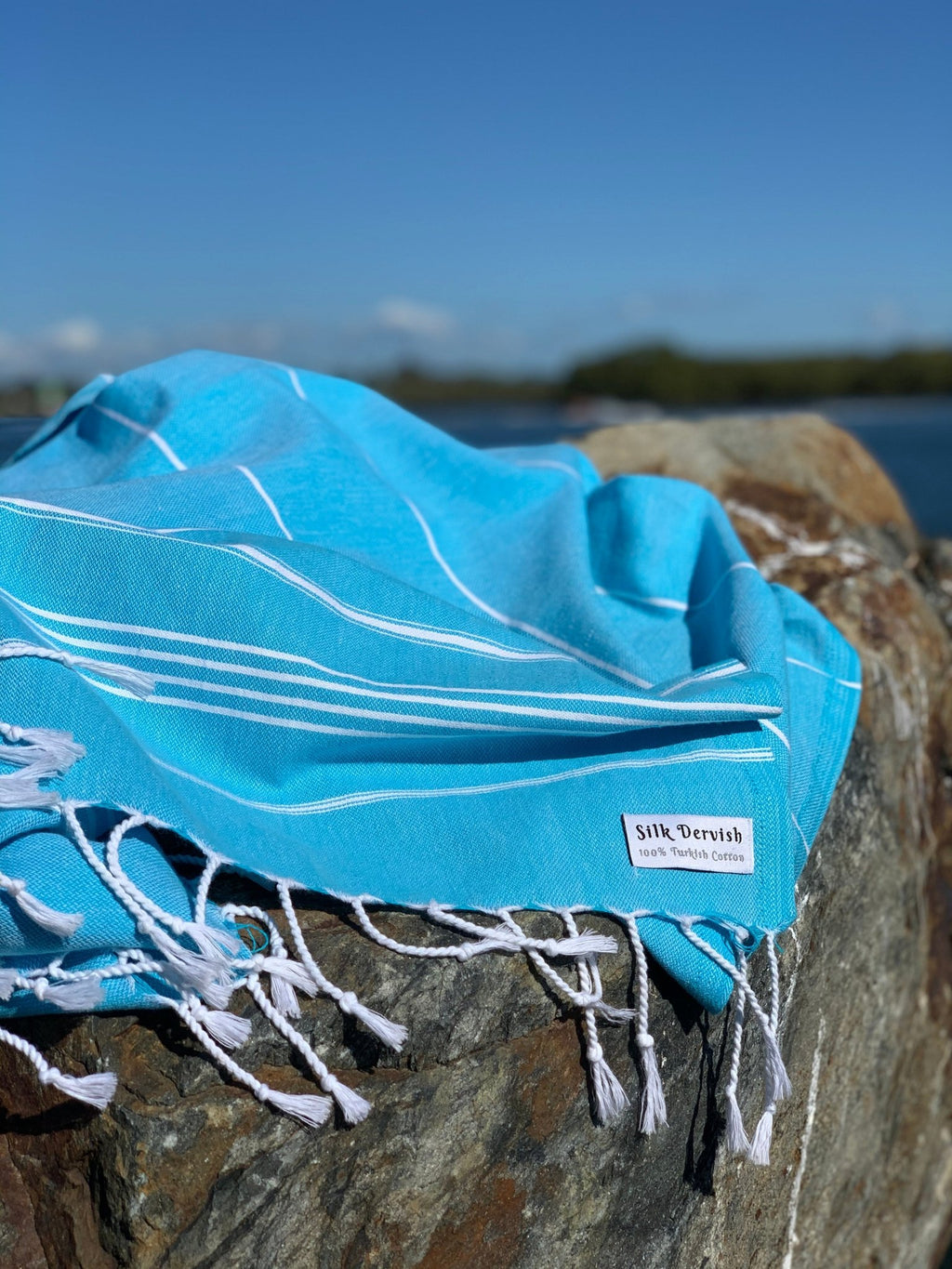 Classic Sultan Aqua Turkish Towel - Silk Dervish Turkish Towels Gold Coast Australia