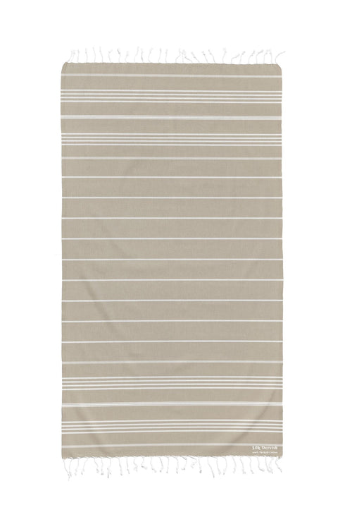 Classic Sultan Beige Turkish Towel - Silk Dervish Turkish Towels Gold Coast Australia