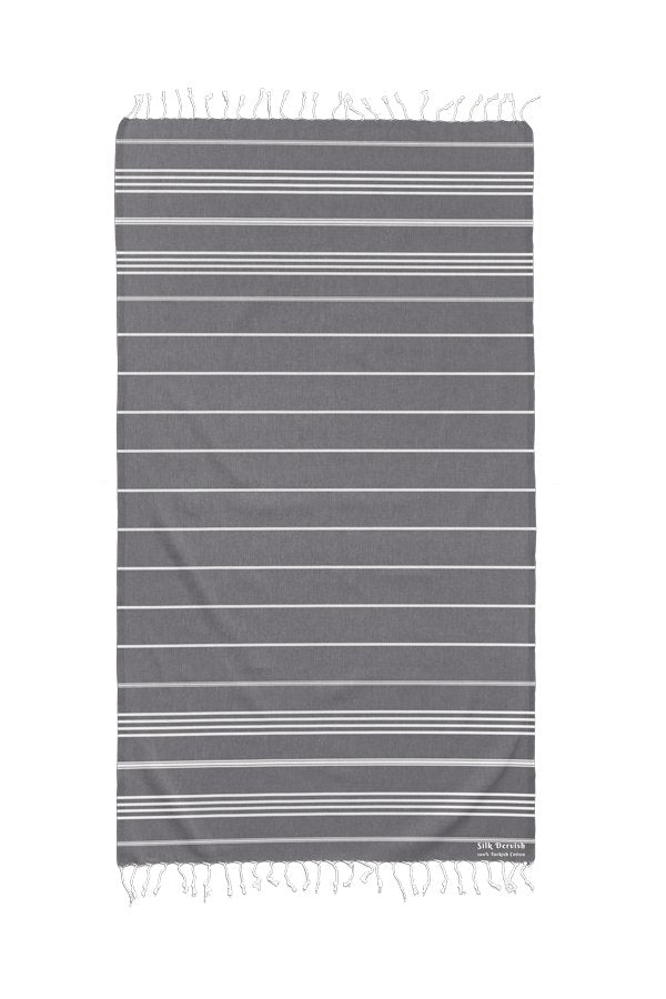 Classic Sultan Charcoal Turkish Towel - Silk Dervish Turkish Towels Gold Coast Australia