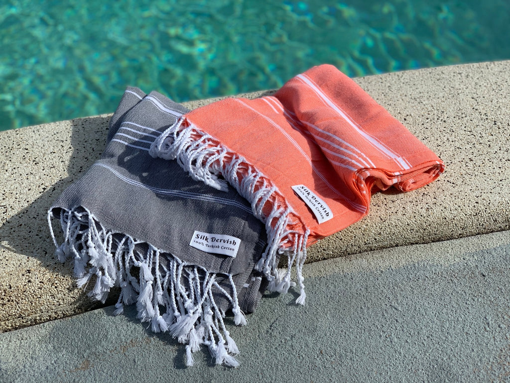 Classic Sultan Coral Turkish Towel - Silk Dervish Turkish Towels Gold Coast Australia